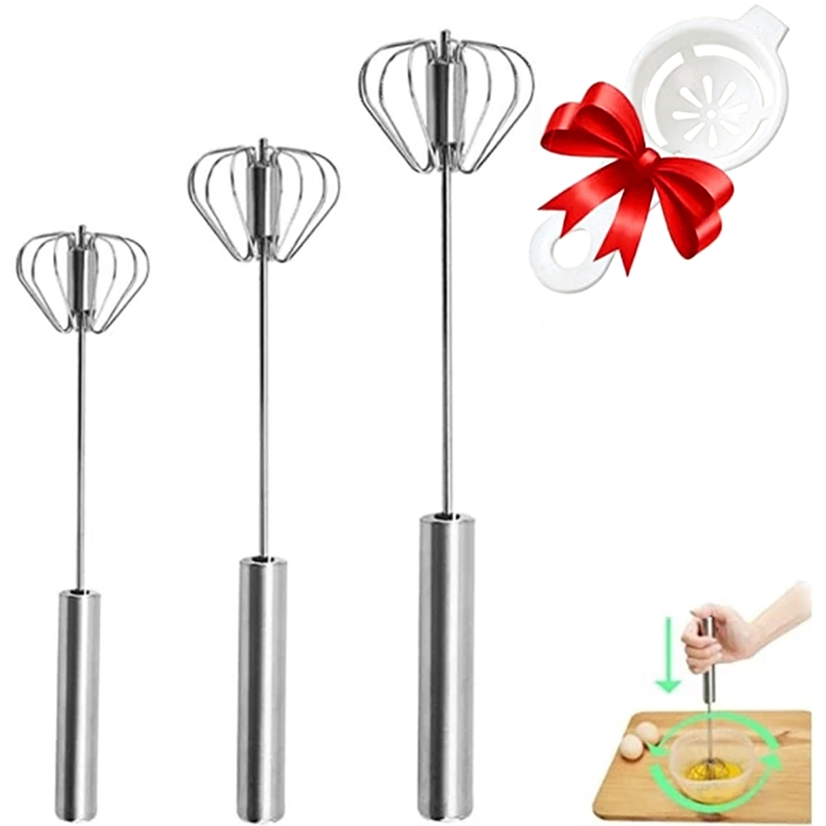 Kitchen Gadgets Blender - Frullino per Uova in Acciaio Inox